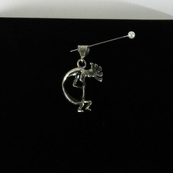 Vintage Opal and Lapis Inlay Kokopelli Pendant Sterling Silver - Picture 5 of 6